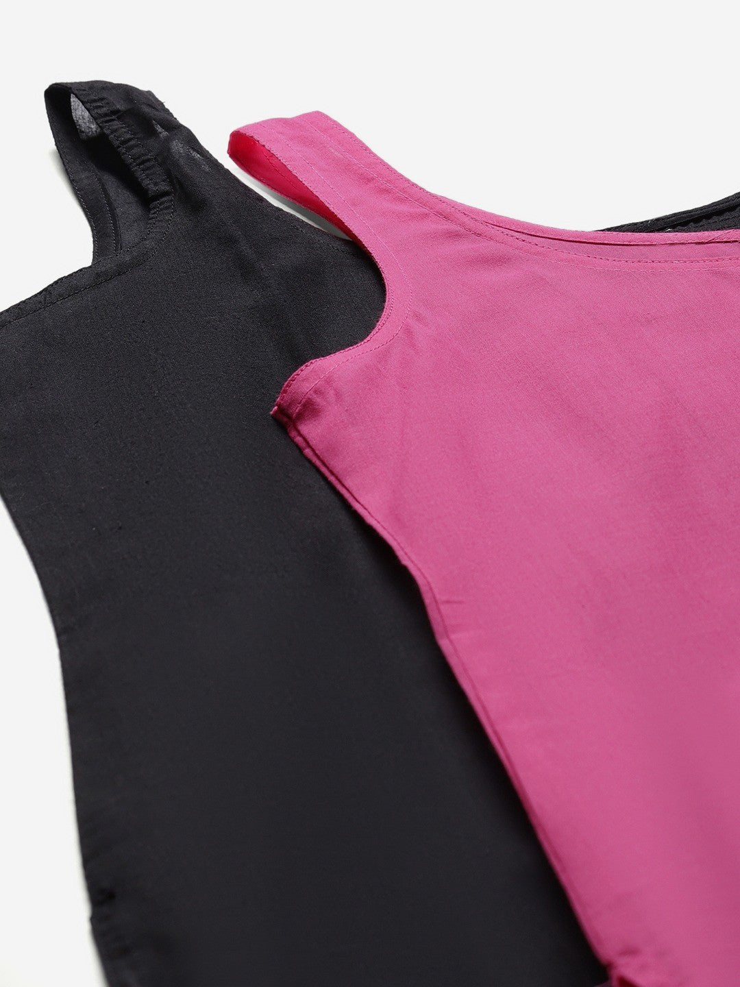 Ada Onion Pink and Black Cotton Long Slips Combo of 2 A293039.