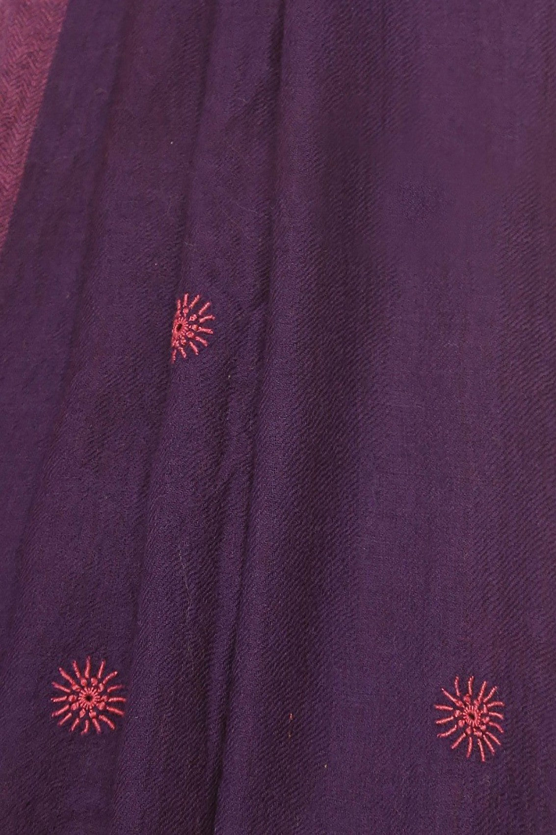 Ada Hand Embroidered EggPlant Purple Pashmina Lucknowi Chikankari Stole A429380
