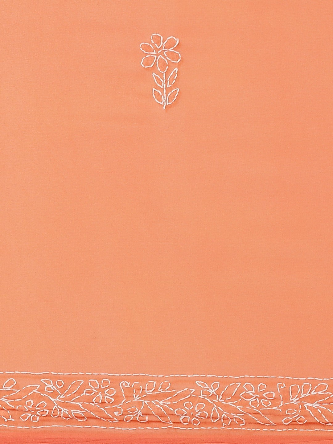 Ada Hand Embroidered Orange Georgette Lucknow Chikan Saree With Blouse- A311134