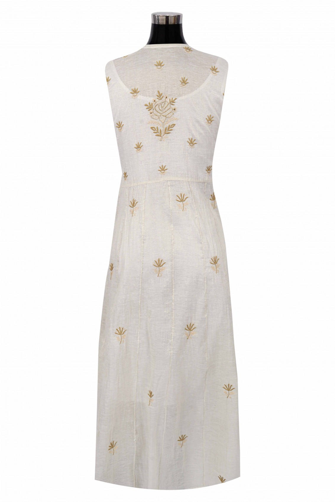 Ada Hand Embroidered Cream Tissue Lucknowi Chikankari Semi-Stitched Anarkali Kurta Dupatta Set 01A146179