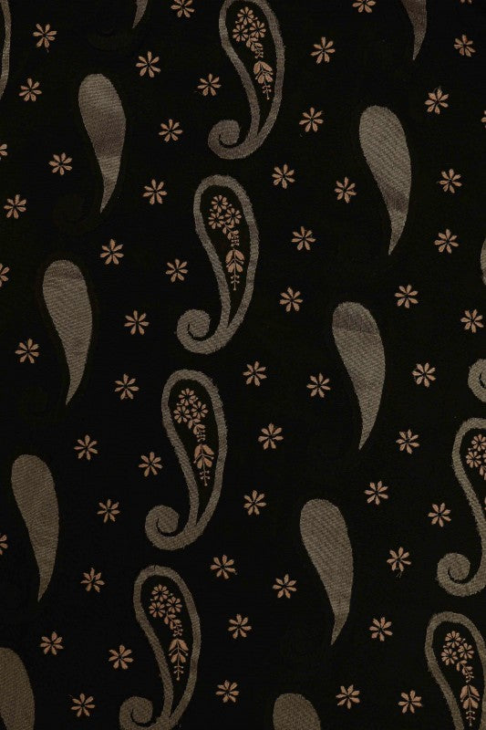 Ada Hand Embroidered Cream/Black Chanderi Lucknow Chikan Saree With Blouse- A51690