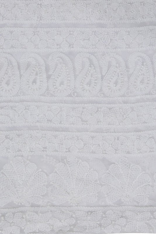 Ada Hand Embroidered White Georgette Lucknowi Chikankari Saree with Blouse A602895
