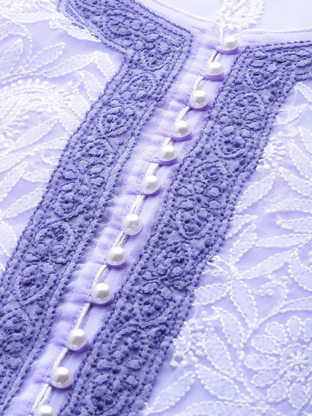 Ada Hand Embroidered Mauve Georgette Lucknowi Chikankari Straight Kurta with Slip A223974