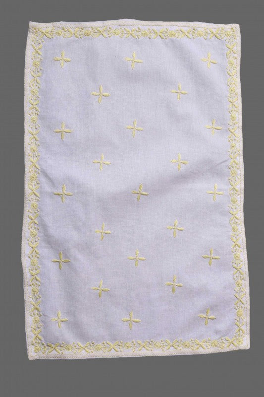 Ada Hand Embroidered White Cotton Lucknowi Chikankari Dining Table Runner Set A148745