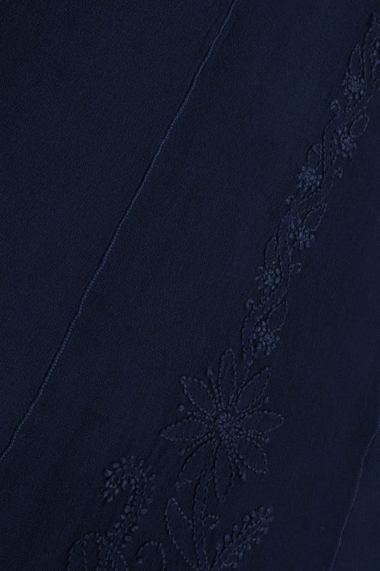 Ada Hand Embroidered Navy Blue Georgette Lucknowi Chikan Semi-Stitched Anarkali Kurta A566977
