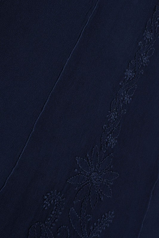 Ada Hand Embroidered Navy Blue Georgette Lucknowi Chikan Semi-Stitched Anarkali Kurta A566977