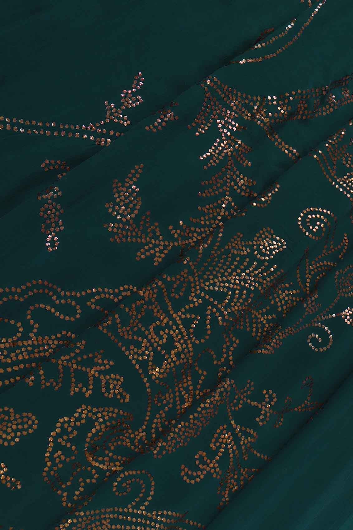 Ada Hand Embroidered Dark Green Pure Georgette Lucknowi Chikankari Saree/Blouse With Muqaish Work A456850