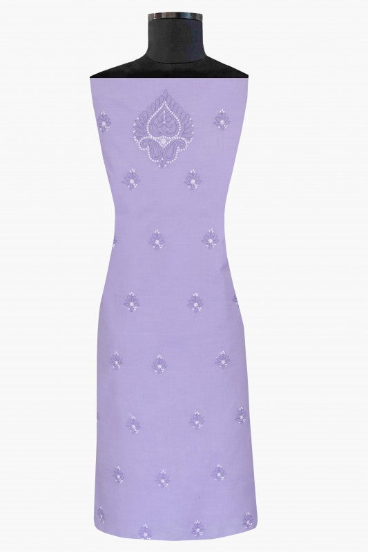 Ada Hand Embroidered Mauve Cotton Lucknowi Chikan Unstitched Suit Piece-A211111