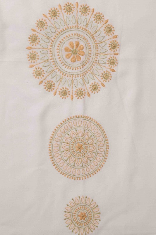 Ada Hand Embroidered White Cotton Lucknowi Chikankari Table Cover-A220543