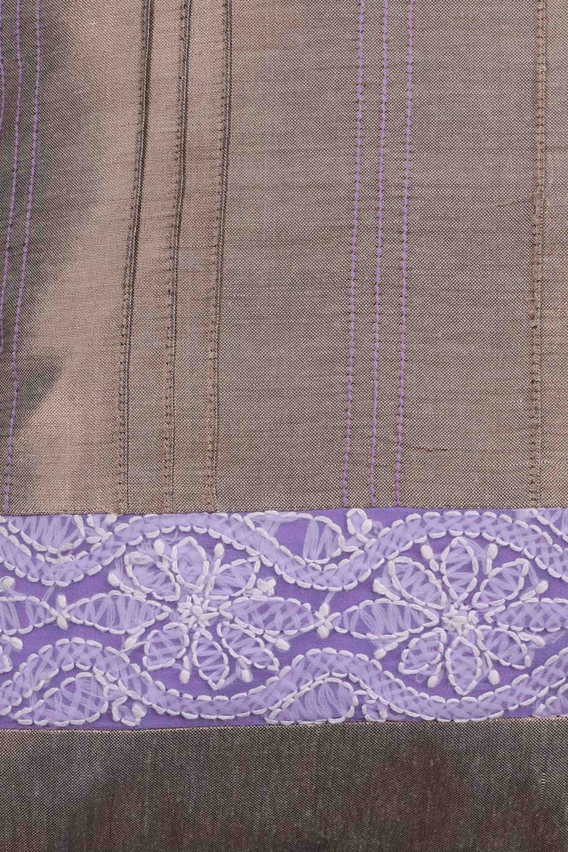 Ada Hand Embroidered Golden Brown Cotton Lucknow Chikankari Cushion Cover 01A44977