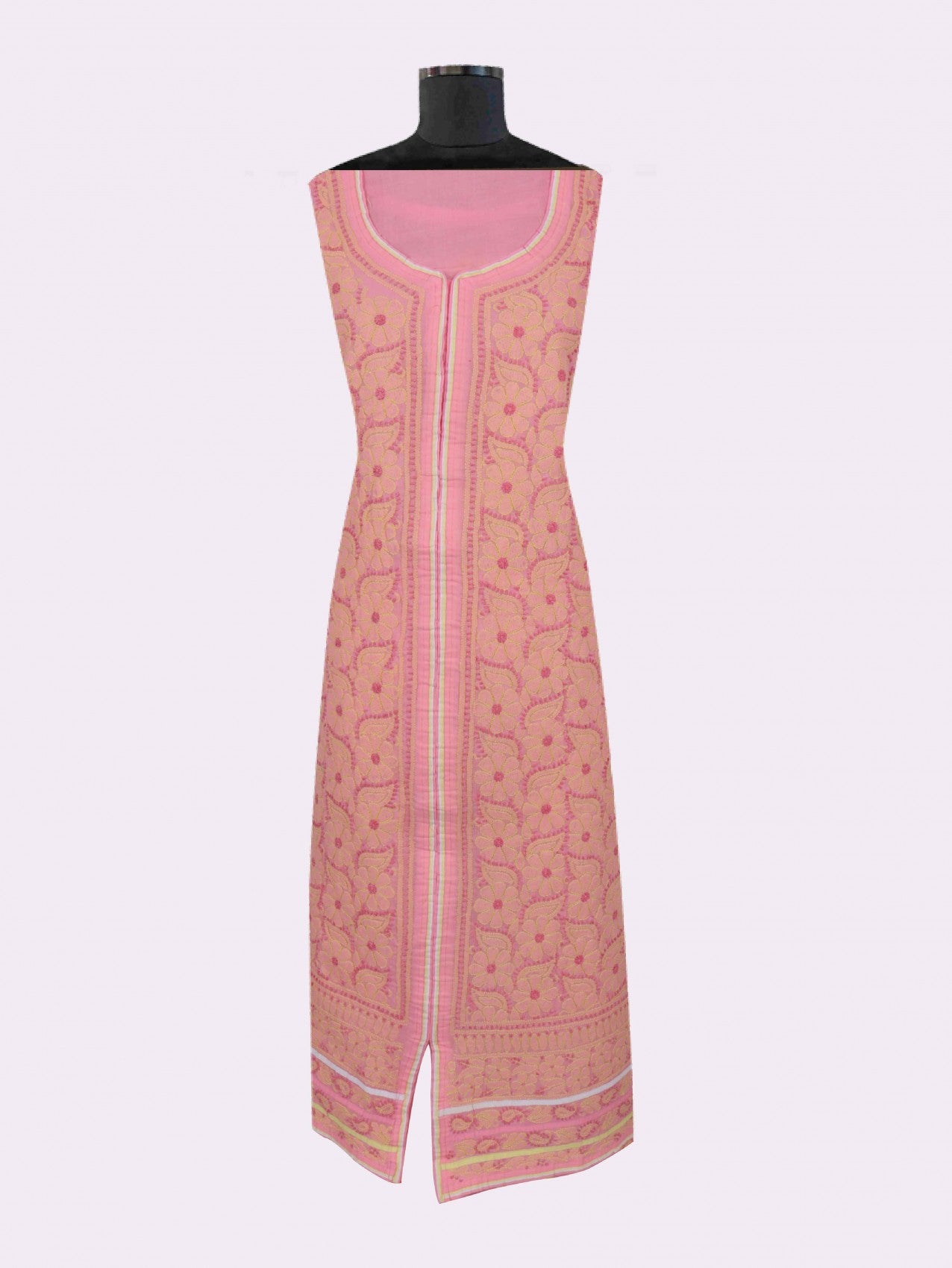 Ada Hand Embroidered Pink Cotton Lucknowi Chikankari Unstitched Suit Piece 01A193487