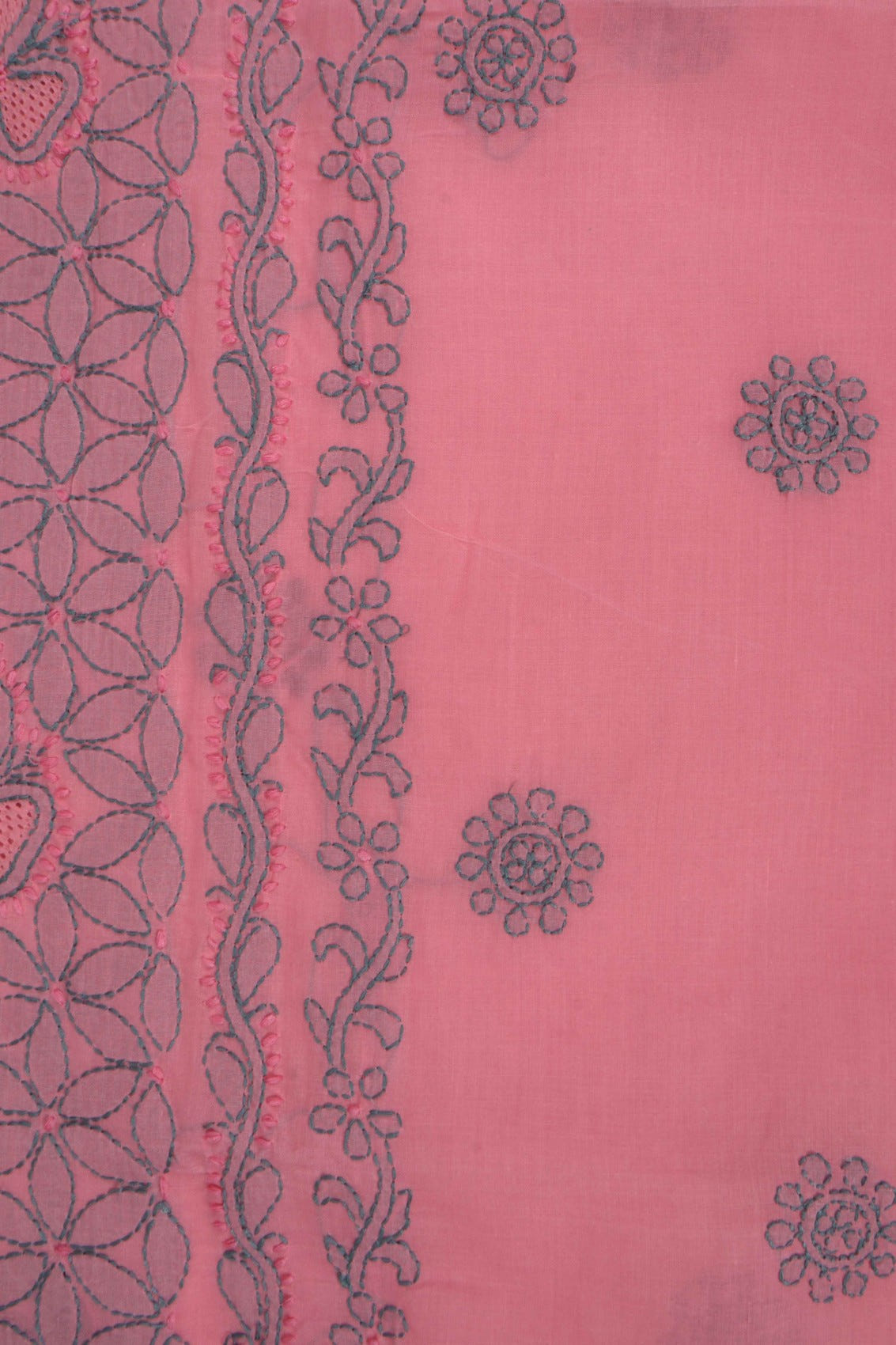 Ada Hand Embroidered Peach Cotton Lucknowi Chikankari Unstitched Suit Piece 01A275159