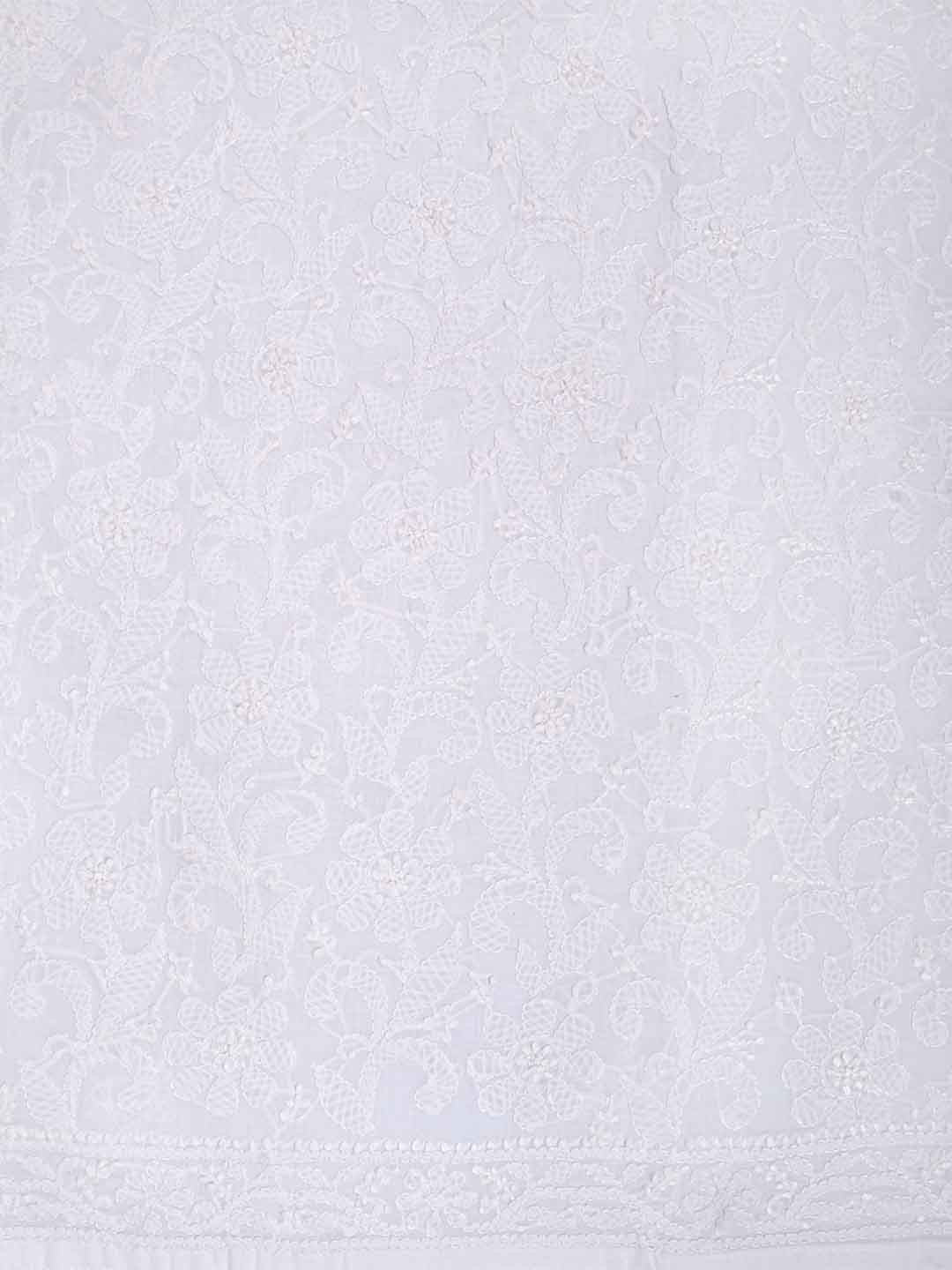 Ada Hand Embroidered White Cotton Lucknowi Chikankari Kurta Dupatta With Salwar Set A599166