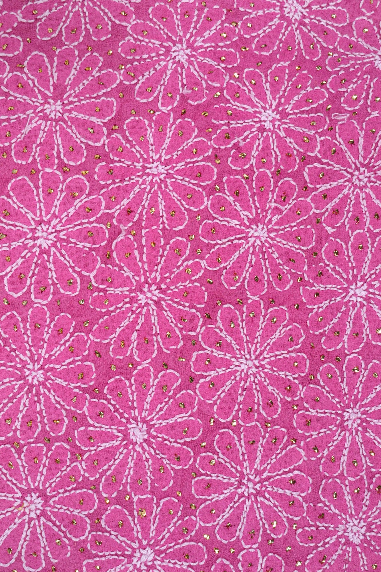 Ada Hand Embroidered Pink Pure Georgette Lucknowi Chikankari Dupatta With Muqaish Work A614824