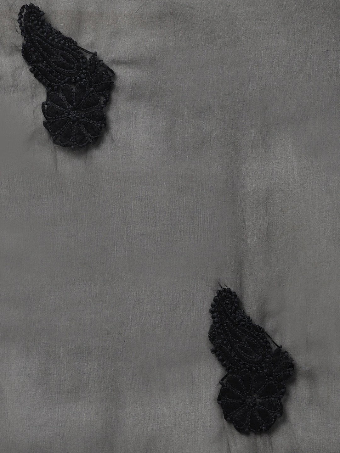 Ada Hand Embroidered Black Organza Lucknowi Chikankari Dupatta A511162