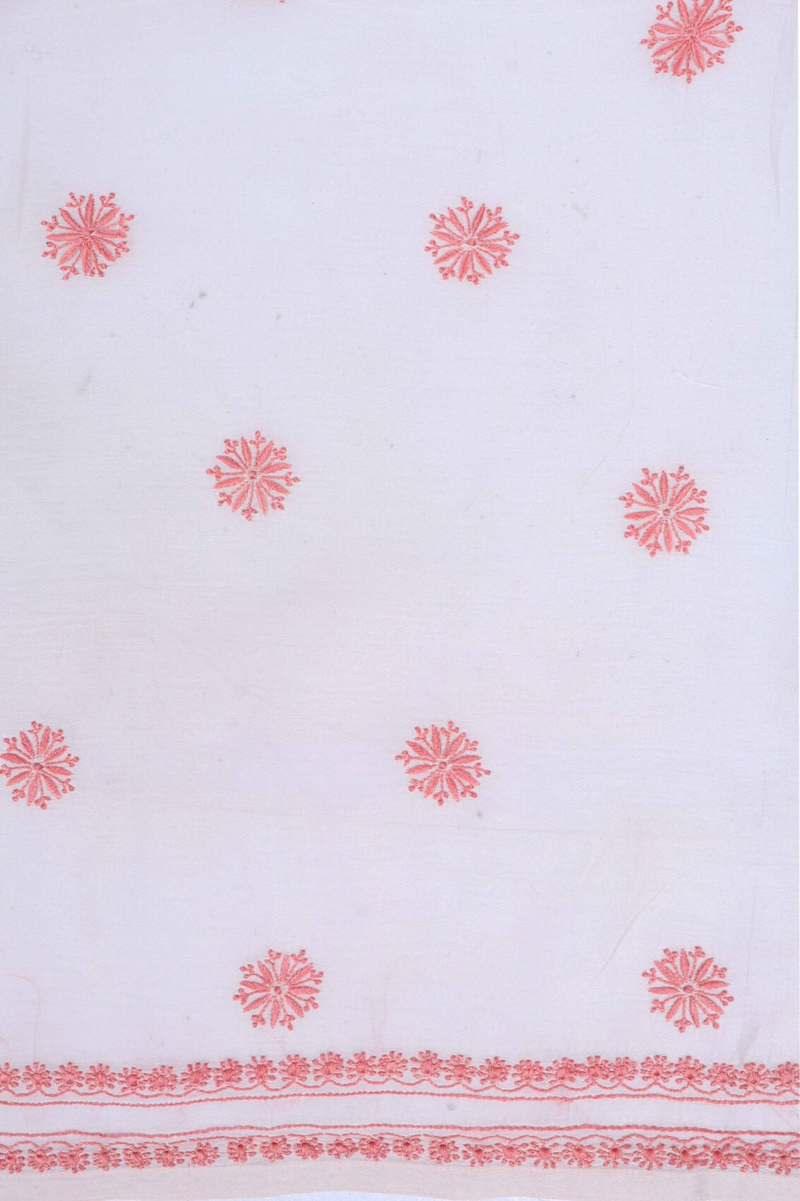 Ada Hand Embroidered Cream Chanderi Lucknowi Chikankari Semi-stitched Kurta Dupatta Set A497295