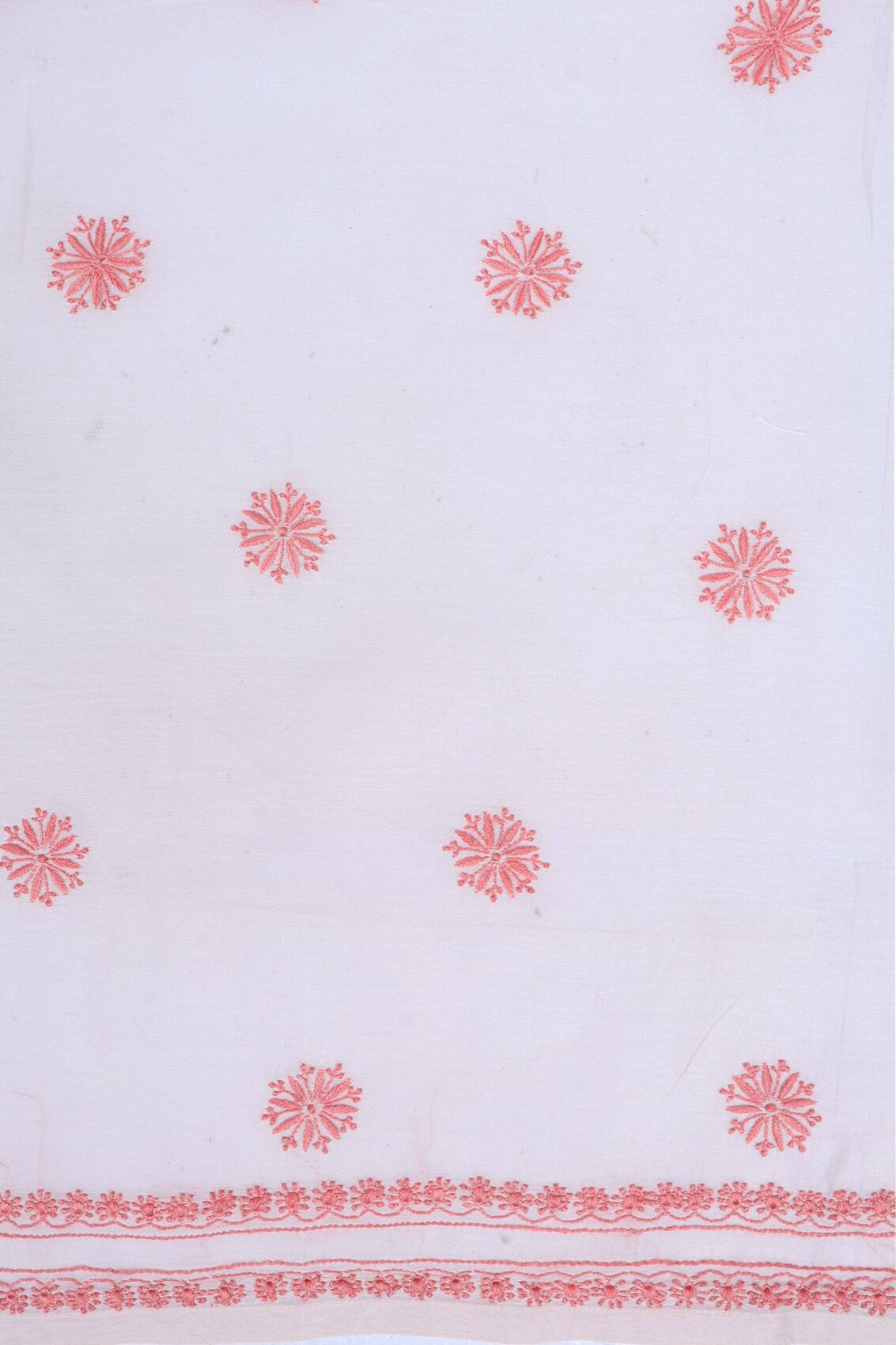 Ada Hand Embroidered Cream Chanderi Lucknowi Chikankari Semi-stitched Kurta Dupatta Set A497295