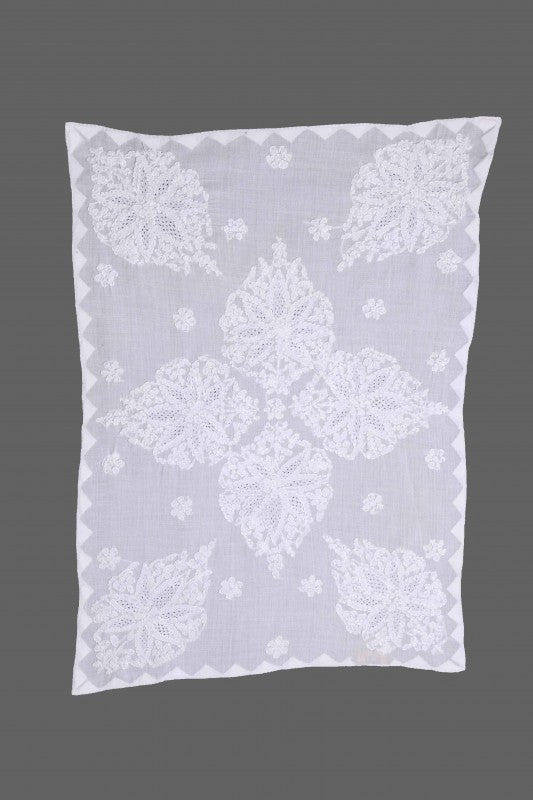 Ada Hand Embroidered White Cotton Lucknowi Chikankari Dining  Table Cover Set-A540139