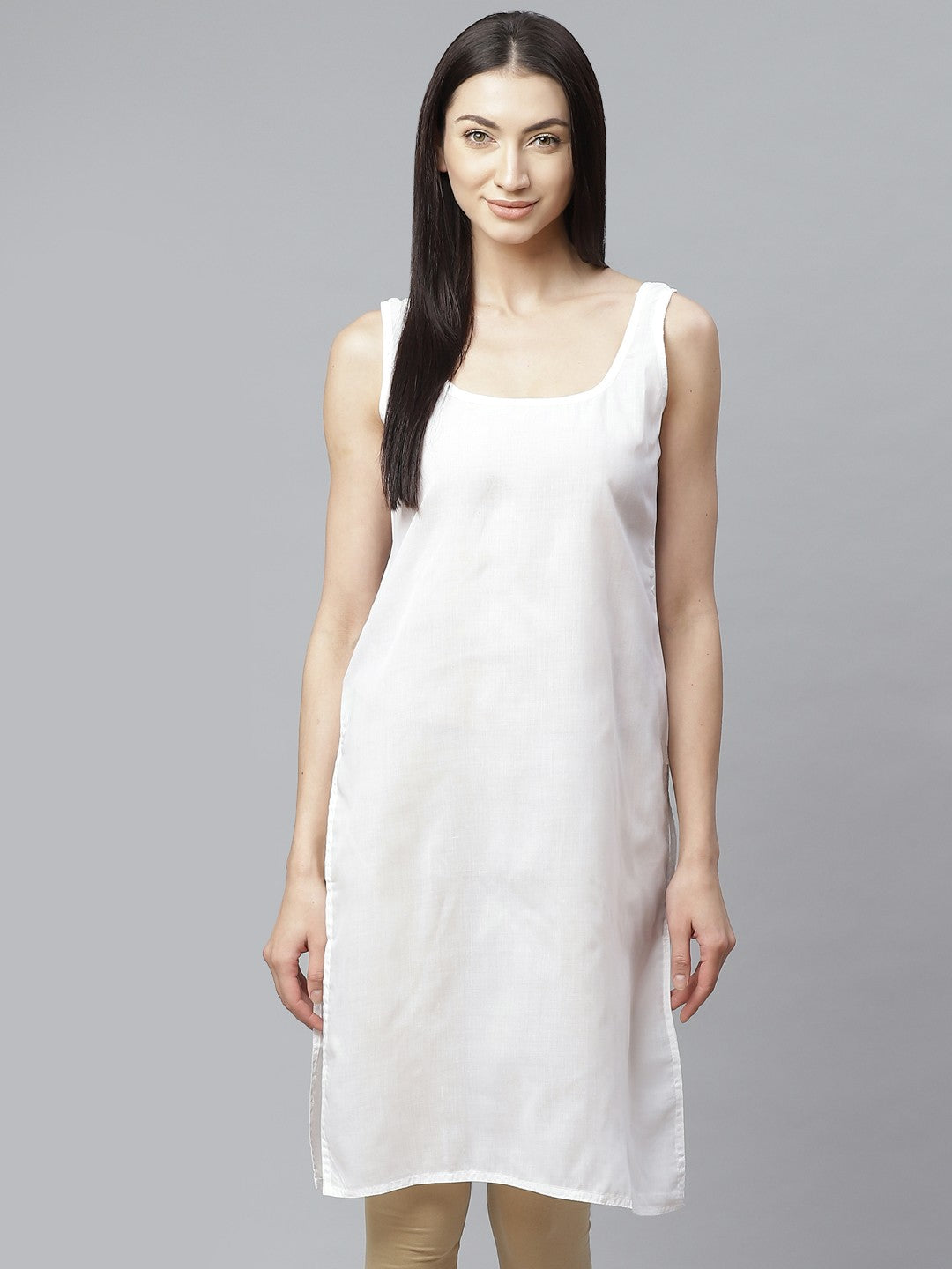 Ada White and Black Cotton Long Slips Combo of 2 A286271.