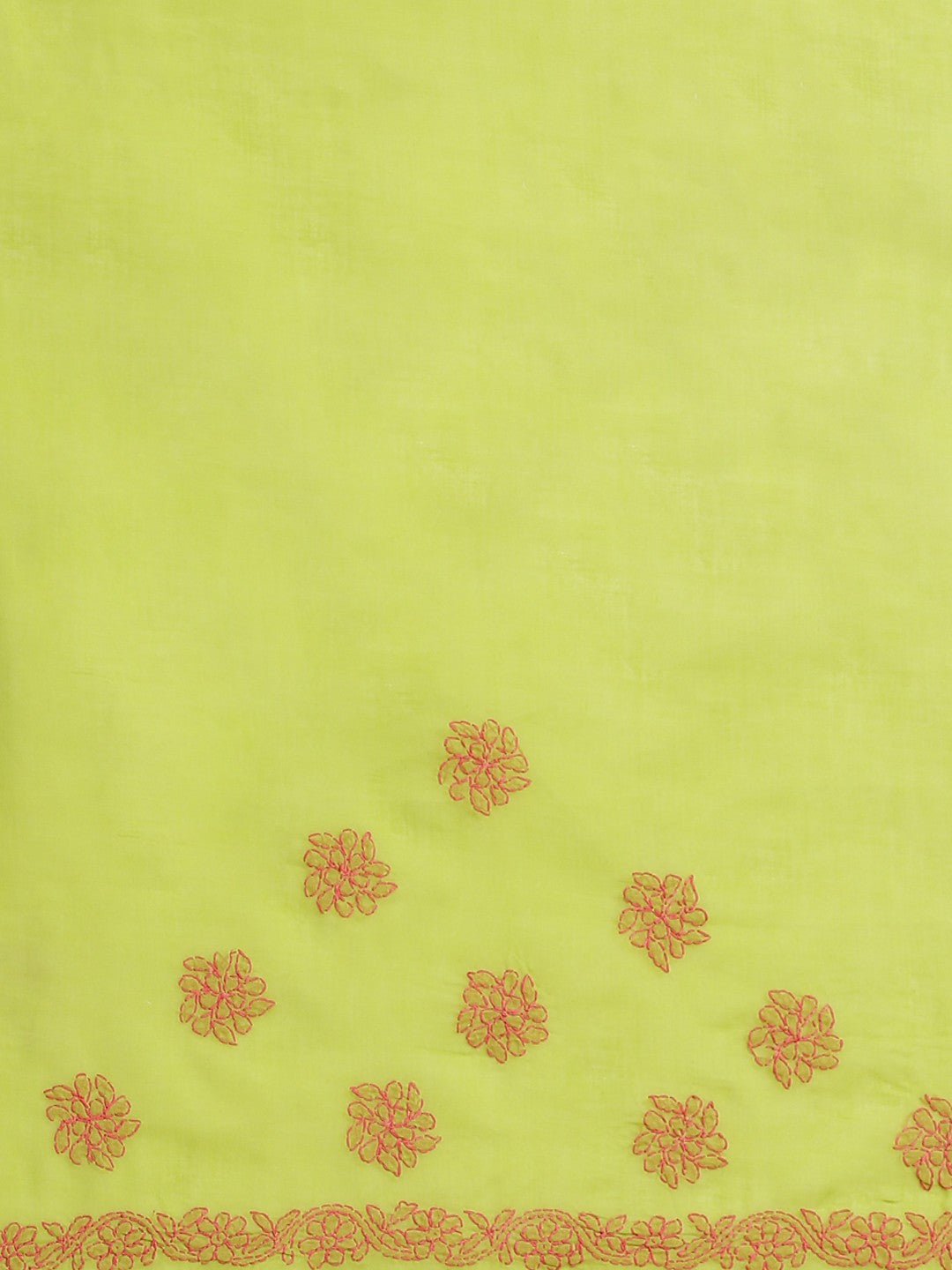 Ada Hand Embroidered Green Cotton Lucknow Chikan Saree With Blouse-A311220
