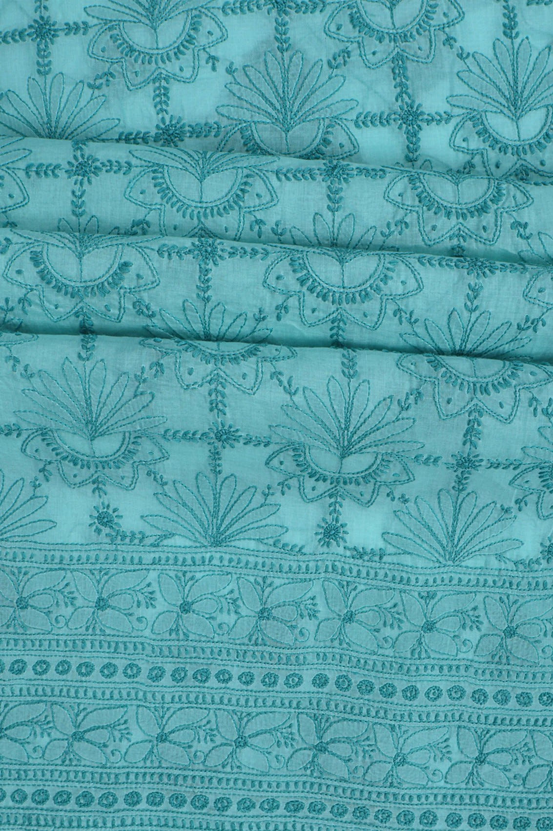 Ada Hand Embroidered Sea Green Cotton Lucknowi Chikankari Unstitched Suit Piece A557017