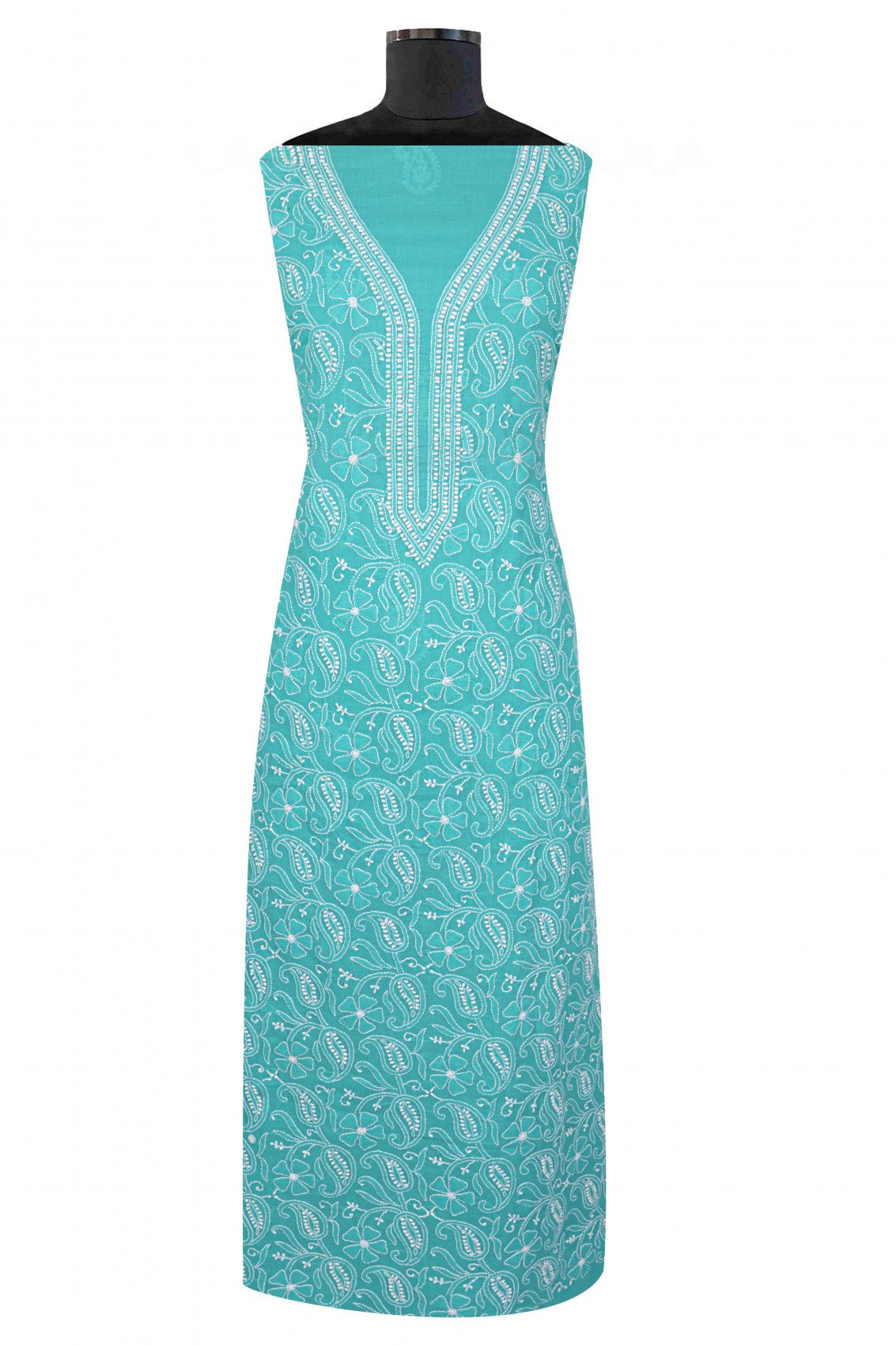 Ada Hand Embroidered Green Cotton Lucknowi Chikankari Unstitched Suit Piece A50605