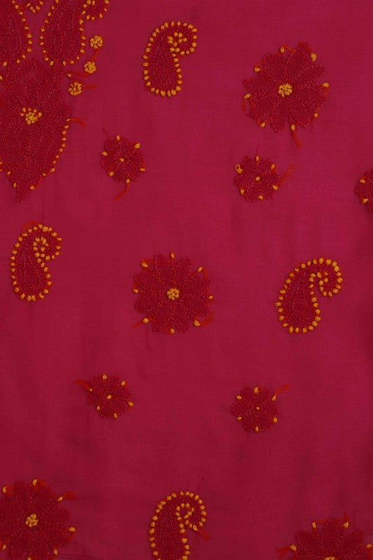 Ada Hand Embroidered Magenta Georgette Lucknowi Chikankari Unstitched Suit Piece A211187