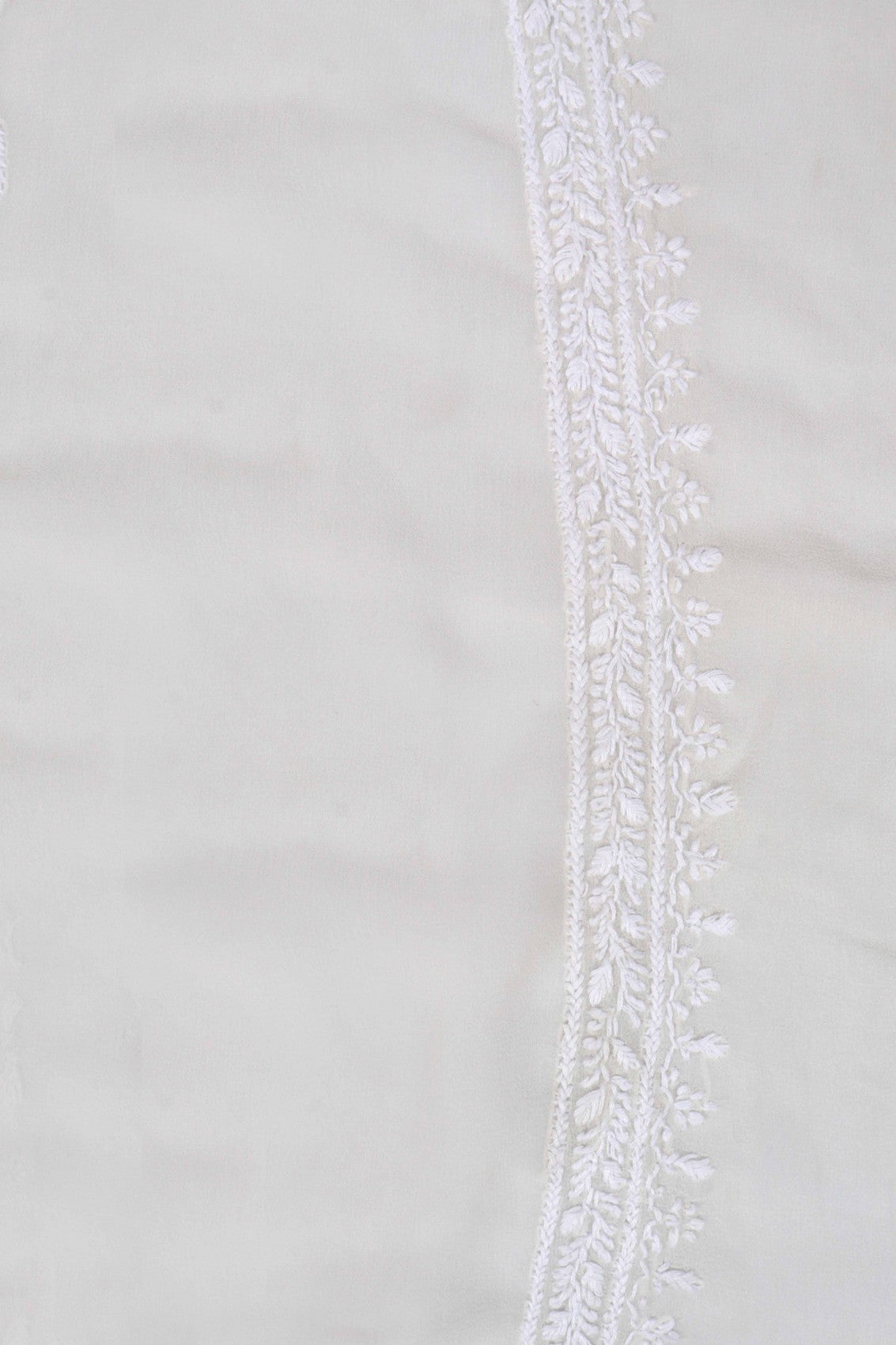 Ada Hand Embroidered Off White Georgette Lucknowi Chikankari Unstitched Men's Kurta Piece 01A189557