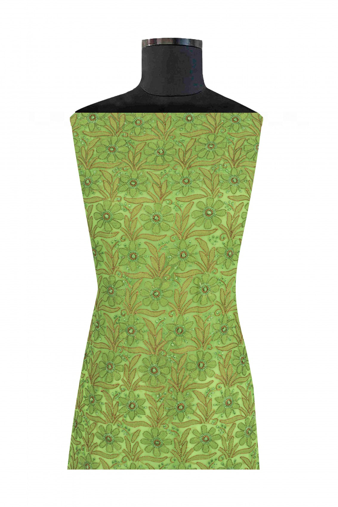Ada Hand Embroidered Sheen Green Georgette Lucknowi Chikankari Unstitched Suit Piece 01A160839