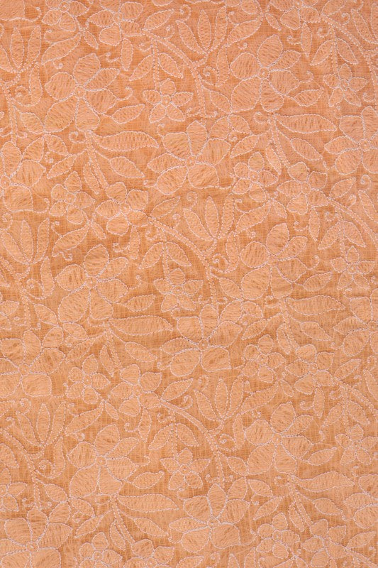 Ada Hand Embroidered Peach Kota Lucknowi Chikan Unstitched Kurta Piece A185756