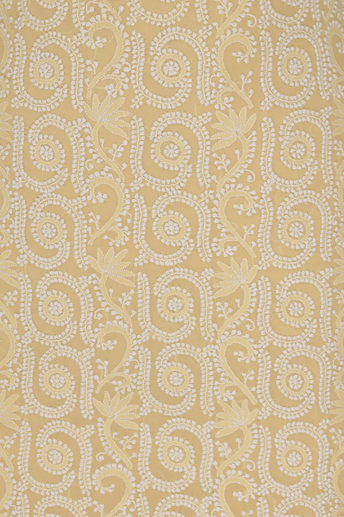 Ada Hand Embroidered Vanilla Yellow Pure Georgette Lucknowi Chikankari Unstitched Kurta Dupatta Set A49697