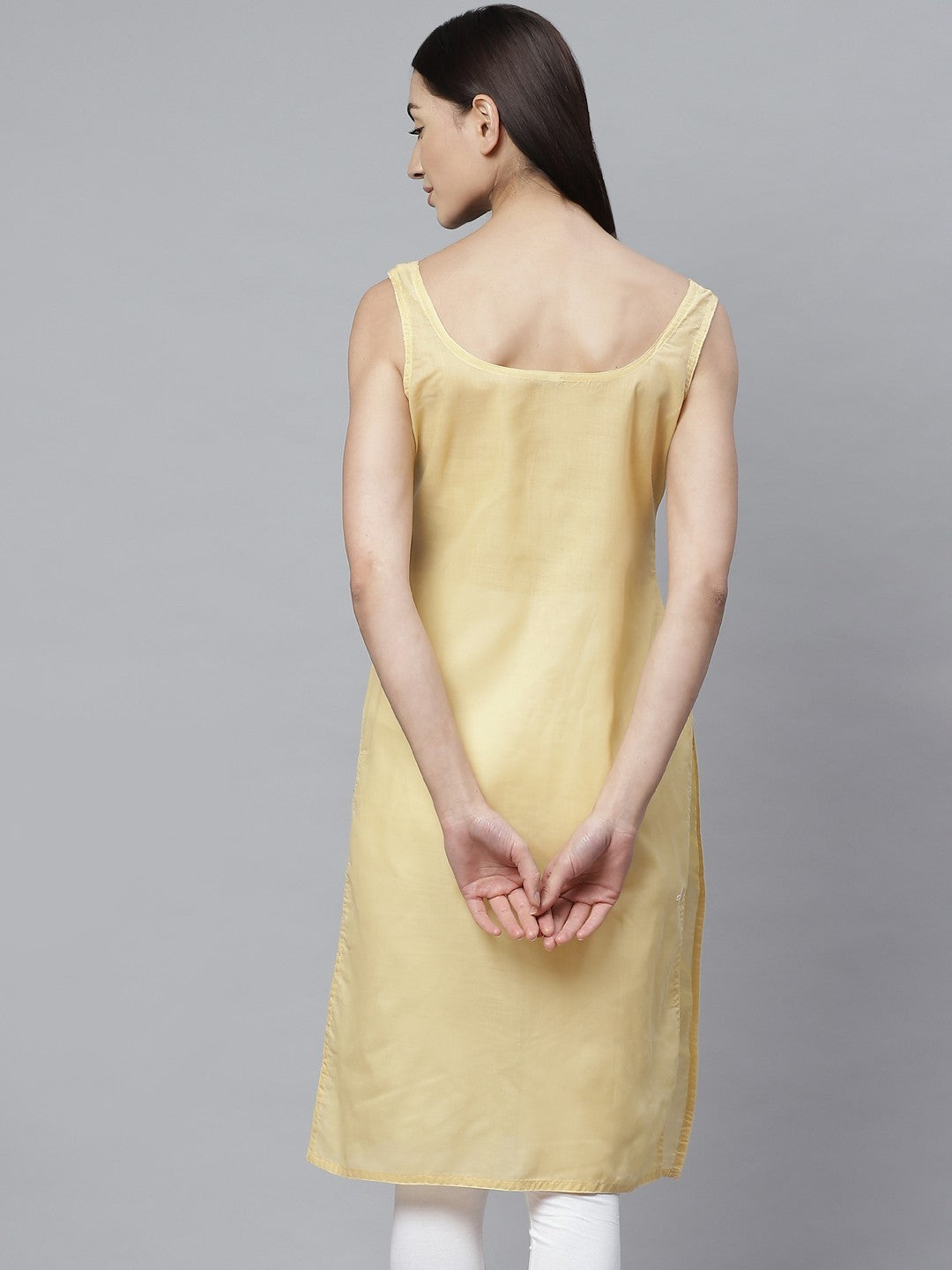Ada White and Fawn Cotton Long Slips Combo of 2 A111126.