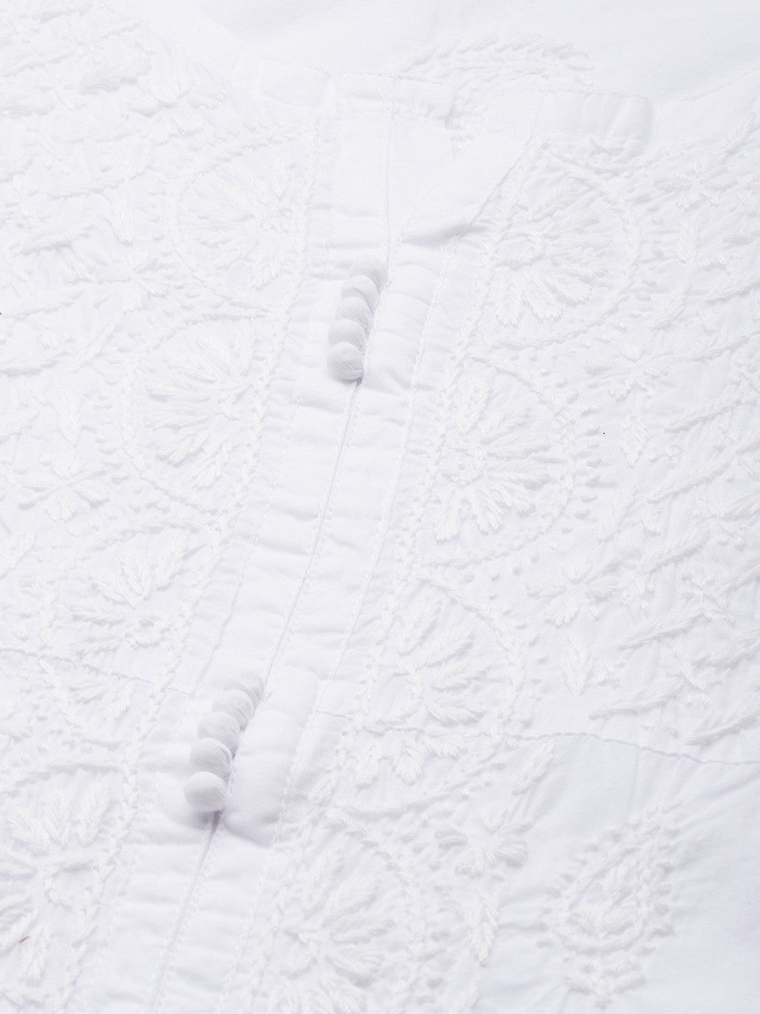 Ada Hand Embroidered White Cotton Lucknow Chikan Straight Kurta A151782