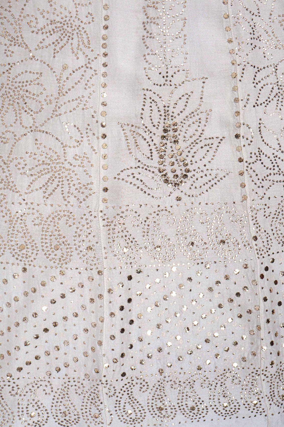 Ada Hand Embroidered Cream Chanderi Lucknowi Chikankari Semi-Stitched Anarkali Kurta Dupatta Set With Muqaish Work 01A162494