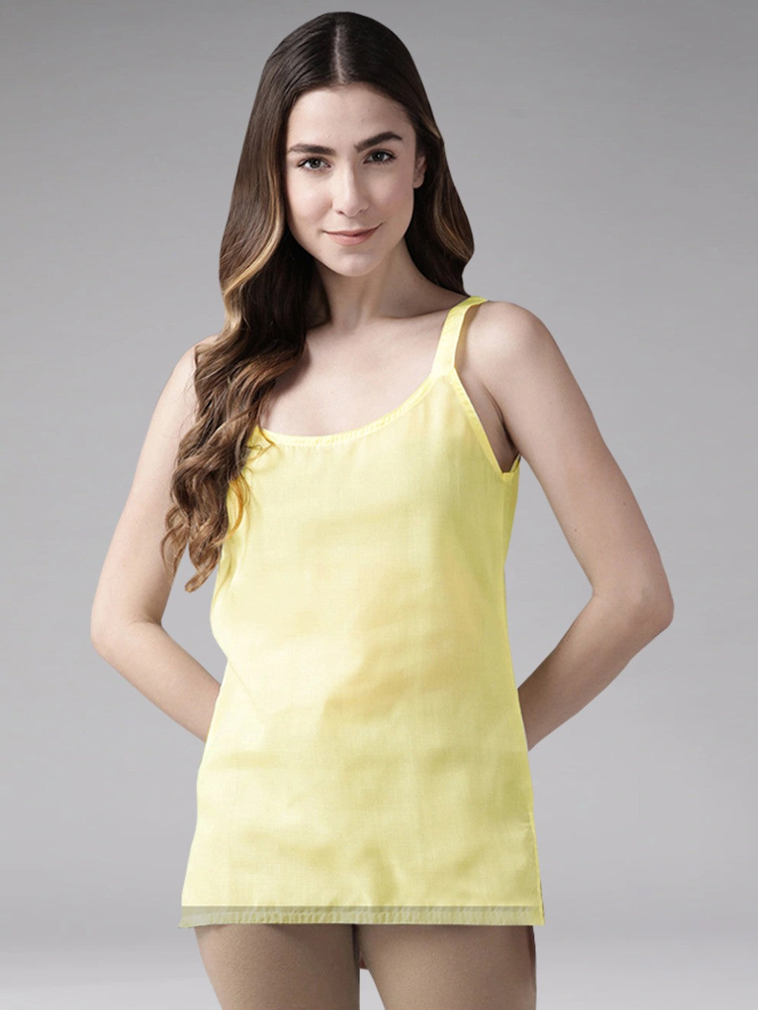 Ada Lemon and Black Cotton Short Slips Combo of 2 A313066.