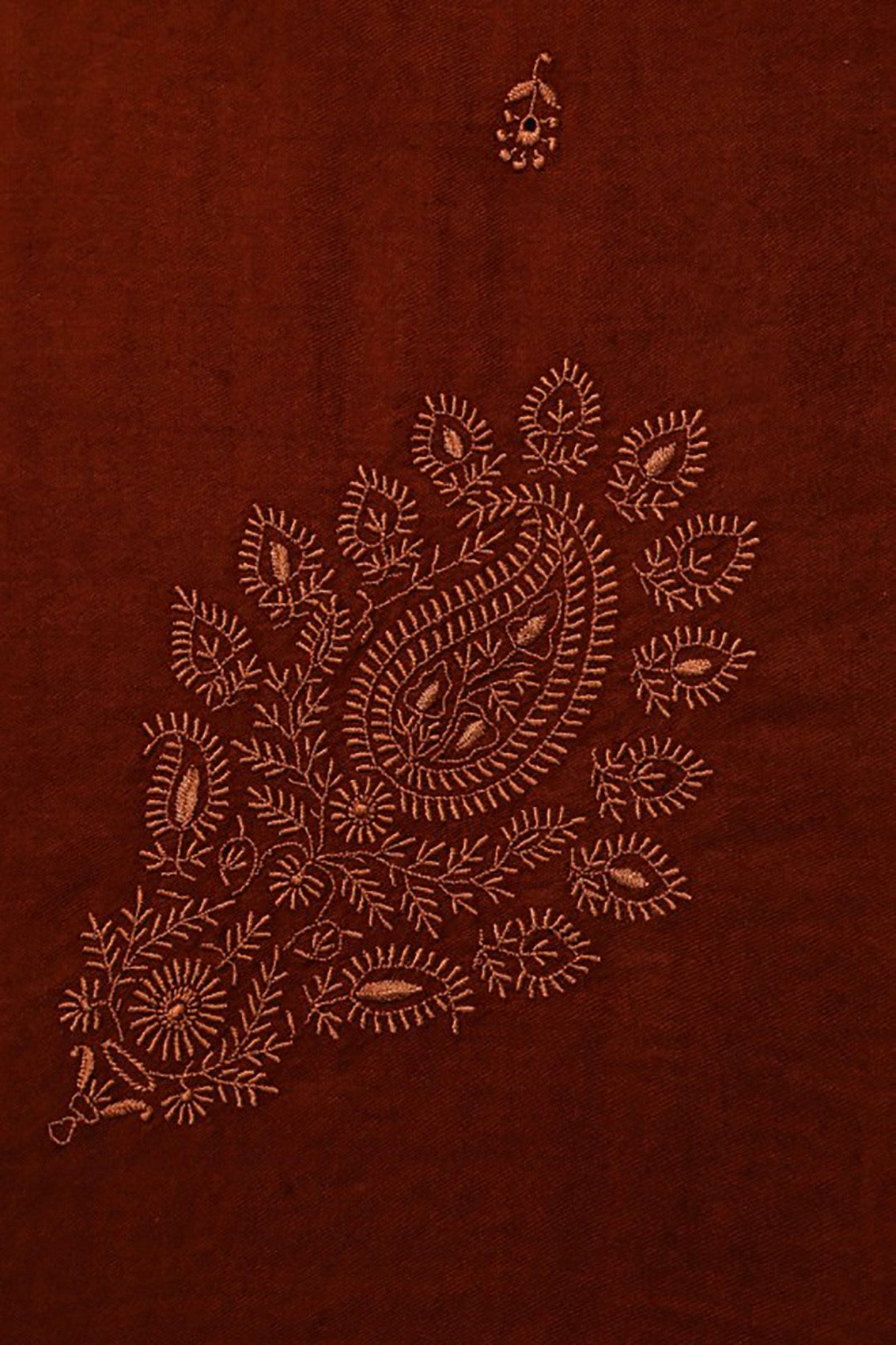 Ada Hand Embroidered Rust Pashmina Lucknowi Chikankari Stole A114101