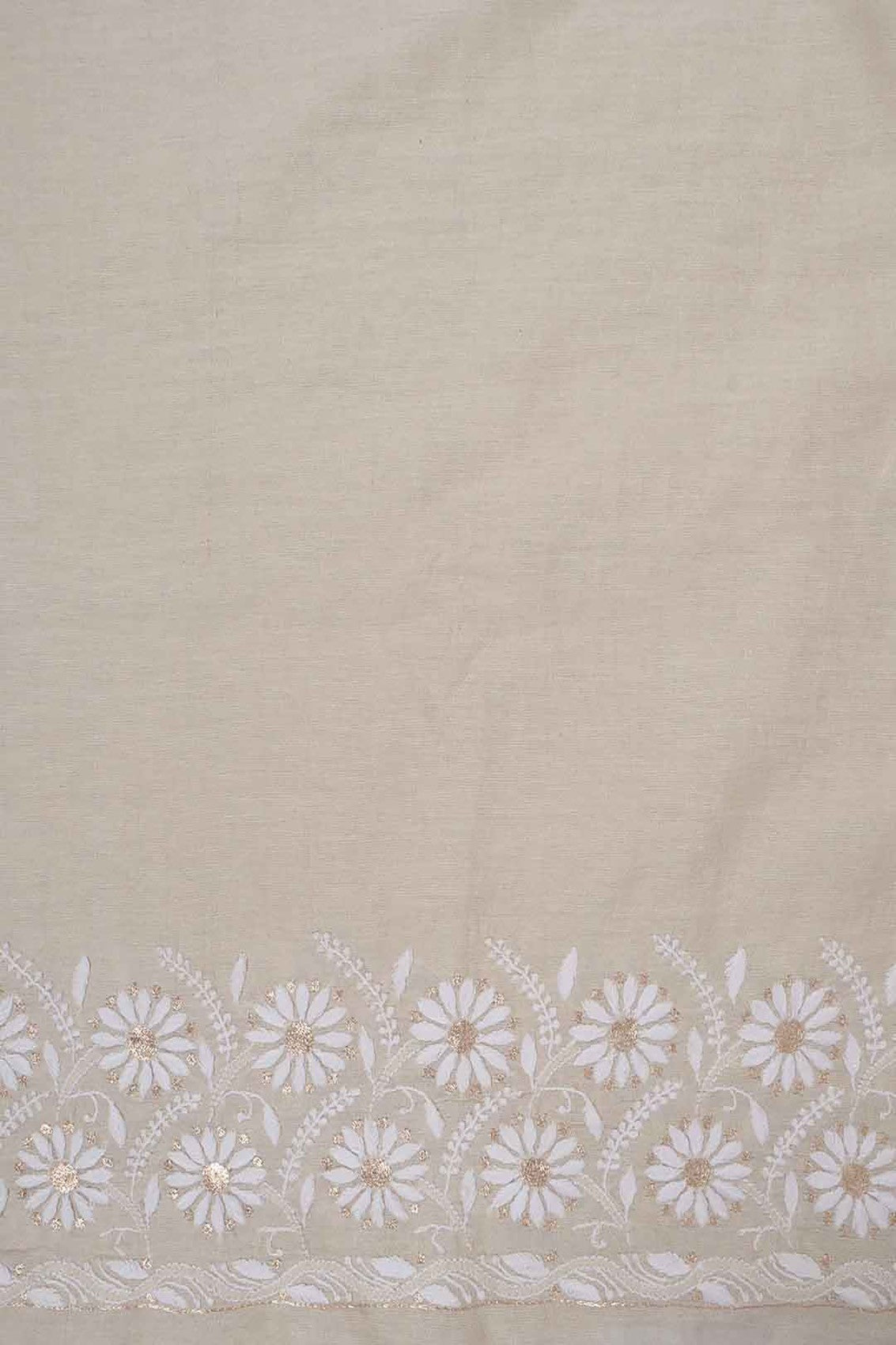 Ada Hand Embroidered Natural Fawn Tissue Lucknowi Chikankari Unstitched Kurta Piece With Zari Work 01A224333