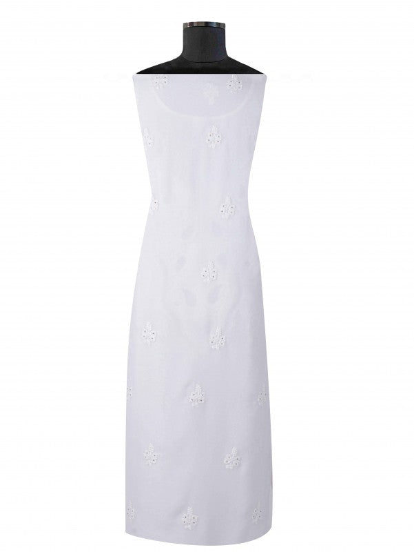 Ada Hand Embroidered White Georgette Lucknowi Chikankari Unstitched Kurta Dupatta Set With Muqaish Work A298860