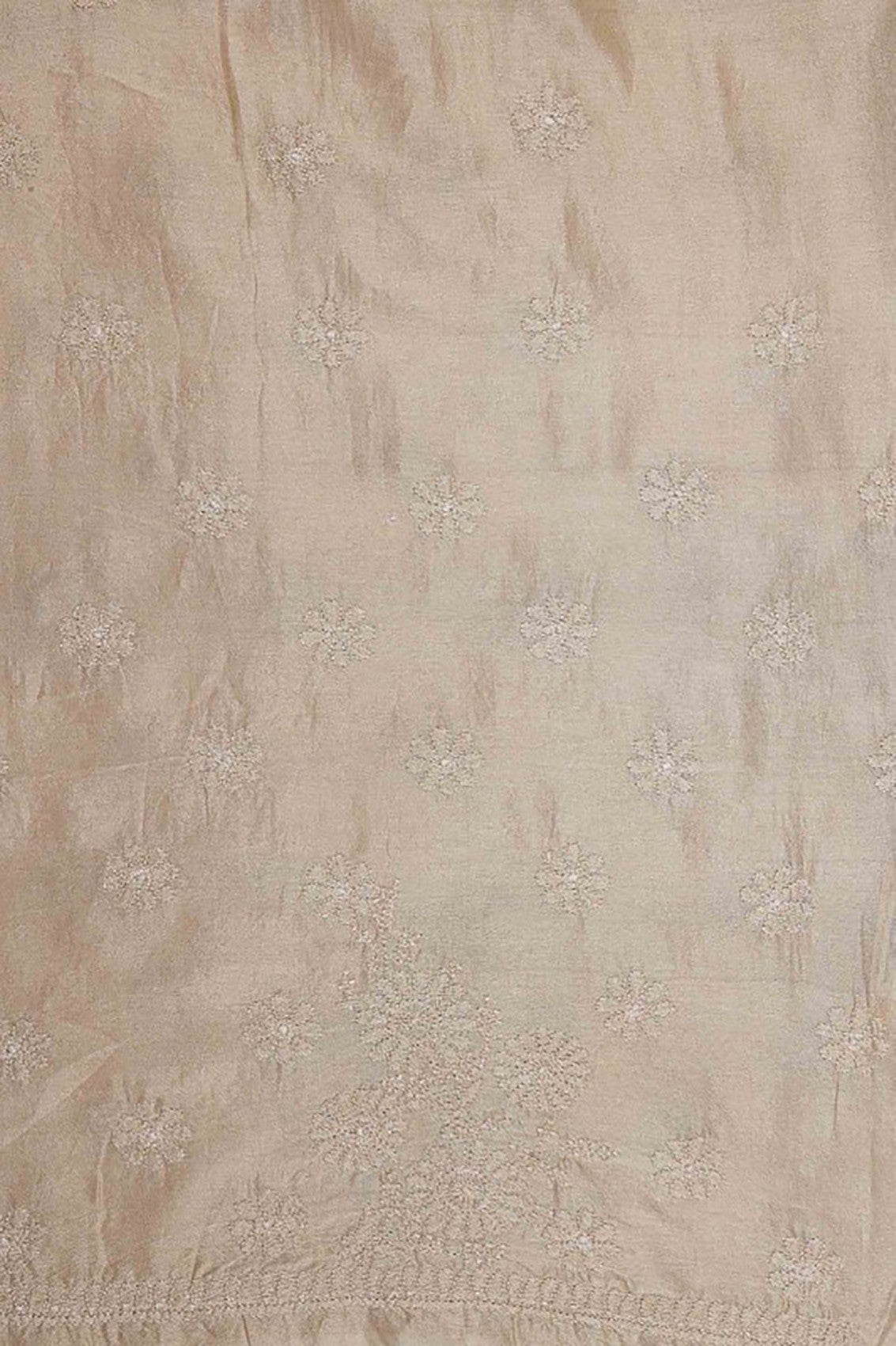 Ada Hand Embroidered Fawn Chanderi Lucknowi Chikankari Unstitched Kurta Dupatta A605701