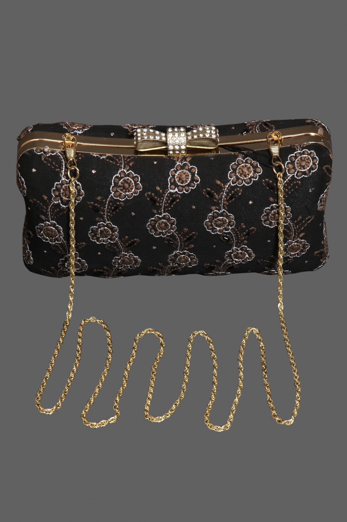 Ada Hand Embroidered Black Pure georgette Lucknowi Chikankari Clutch With Muqaish Work A606048