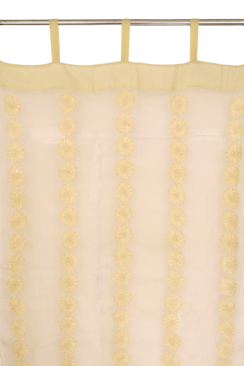 Ada Hand Embroidered Fawn Kota Lucknowi Chikankari Curtain- A575839