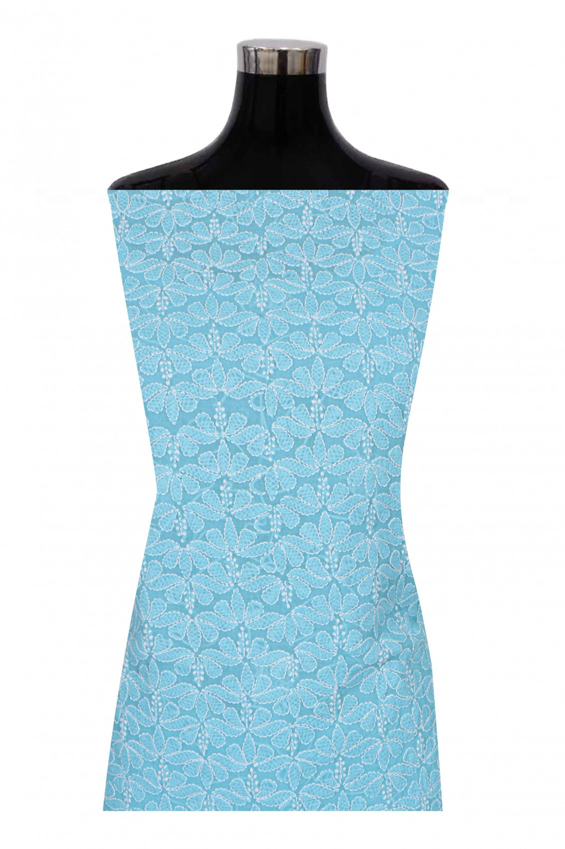 Ada Hand Embroidered Sky Blue Cotton Lucknowi Chikankari Unstitched Suit Piece 01A189033