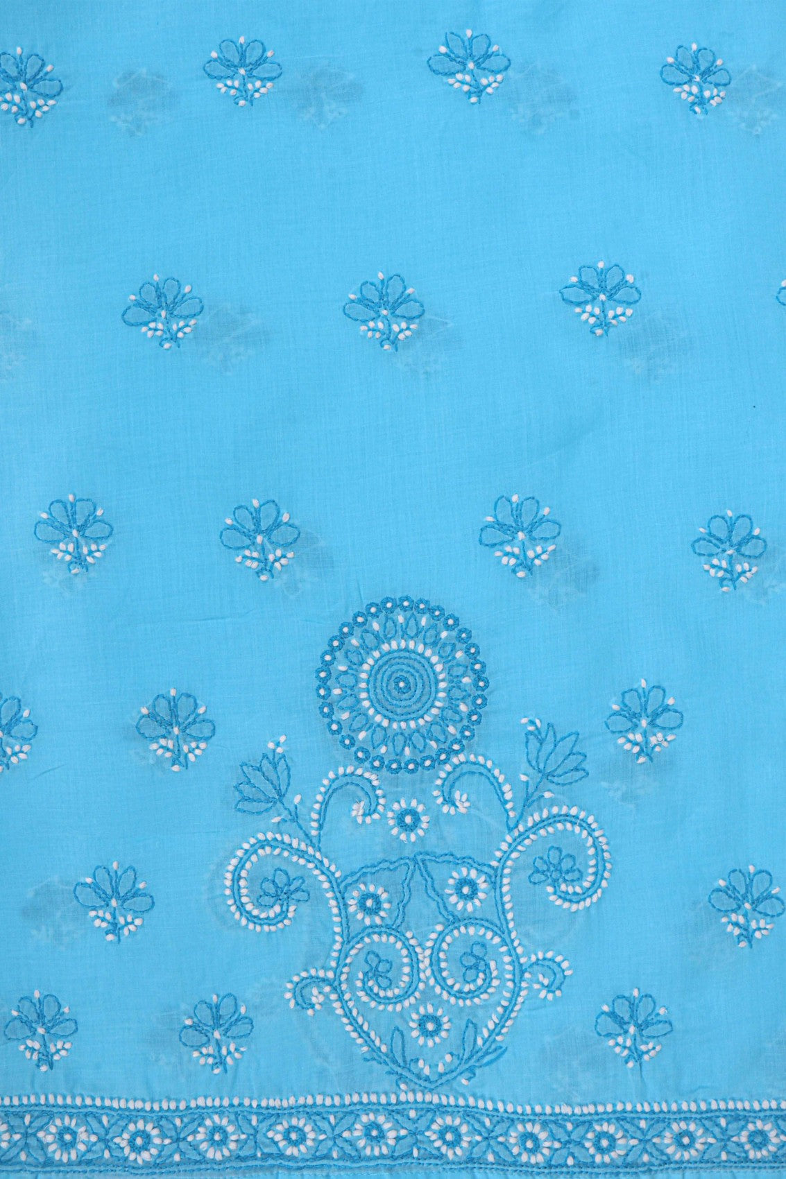 Ada Hand Embroidered Sky Blue Cotton Lucknowi Chikankari Unstitched Suit Piece 01A227033