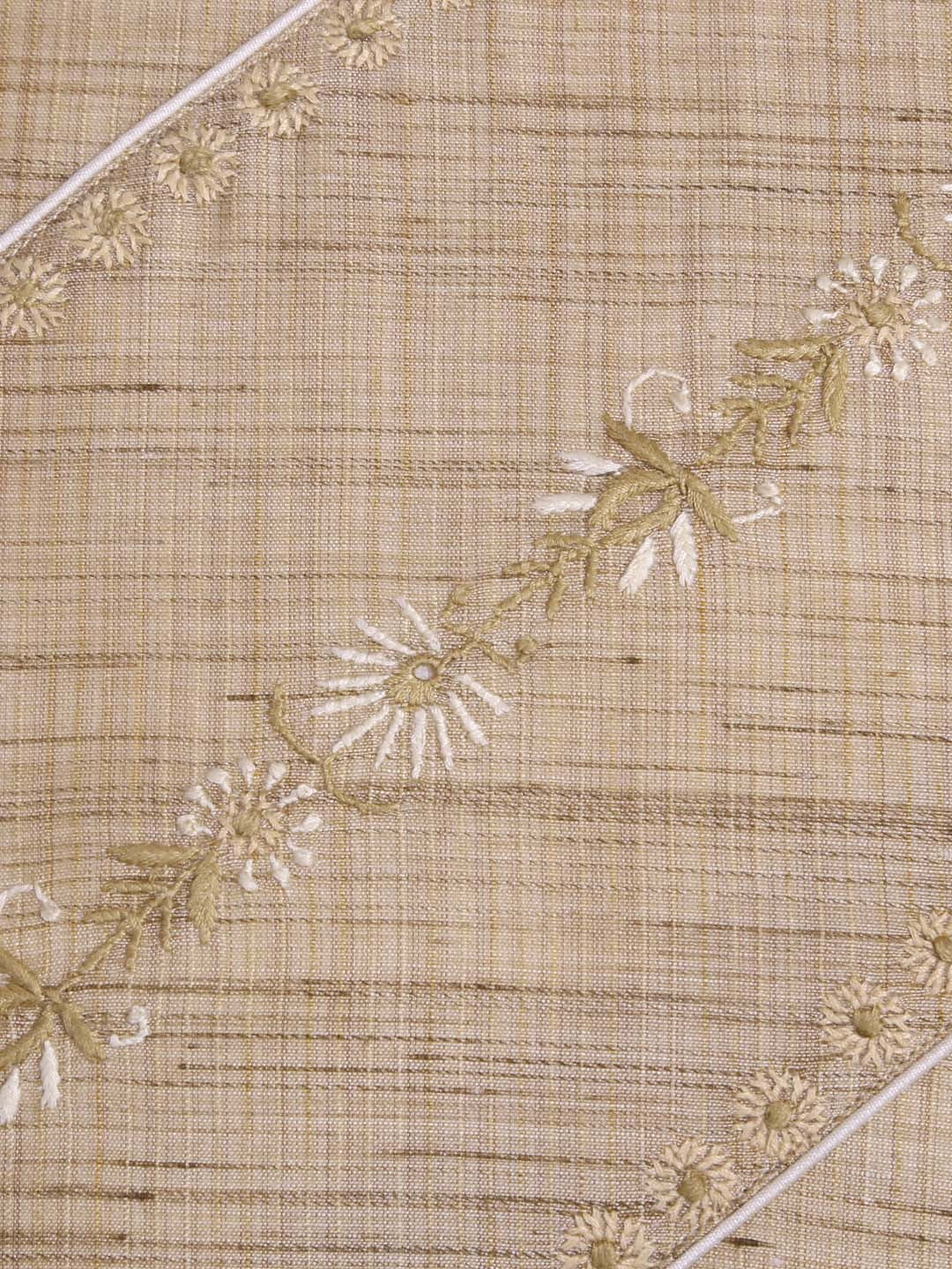 Ada Hand Embroidered Fawn Silk Lucknow Chikankari Cushion Cover A011107