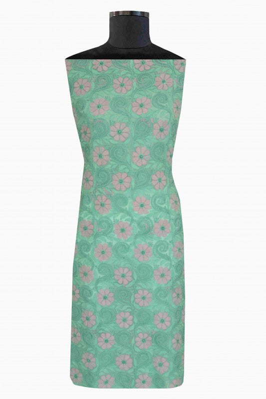 Ada Hand Embroidered Sea Green Georgette Lucknowi Chikan Unstitched Suit Piece A630426