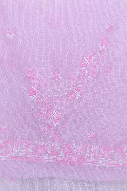 Ada Hand Embroidered Taffy Pink Kota Lucknowi Chikankari Dupatta-A525481