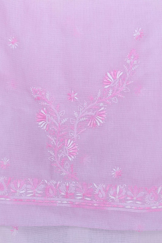 Ada Hand Embroidered Taffy Pink Kota Lucknowi Chikankari Dupatta-A525481