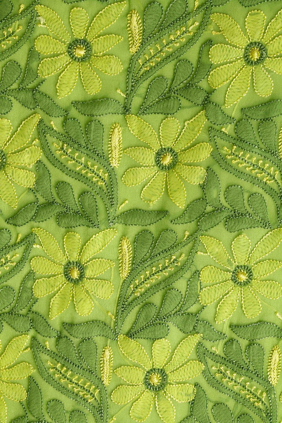 Ada Hand Embroidered Green Georgette Lucknowi Chikan Unstitched Kurta Piece A611841