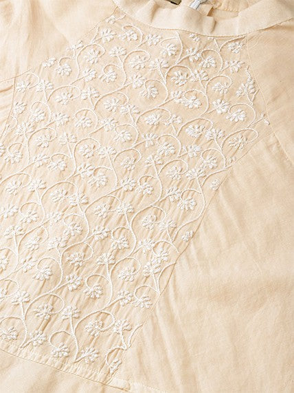 Ada Hand Embroidered Fawn Cotton Lucknowi Chikan Top A100076