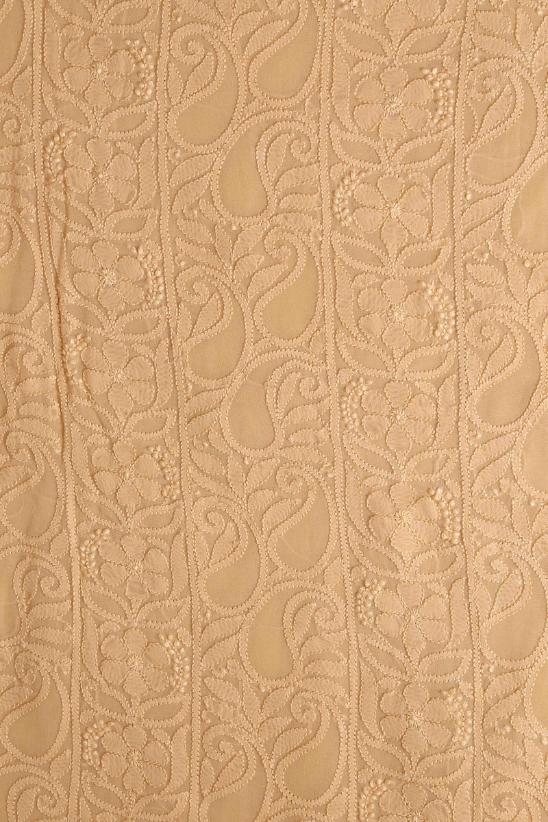 Ada Hand Embroidered Fawn Georgette Lucknowi Chikan Unstitched Kurta Piece-A370783